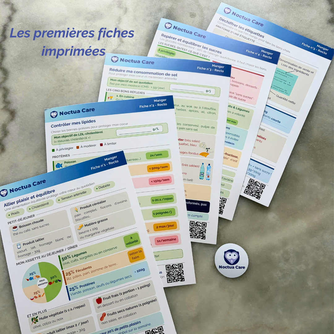 🧠 Pack 10 Fiches Mémo Noctua Care – Bien vivre après un infarctus