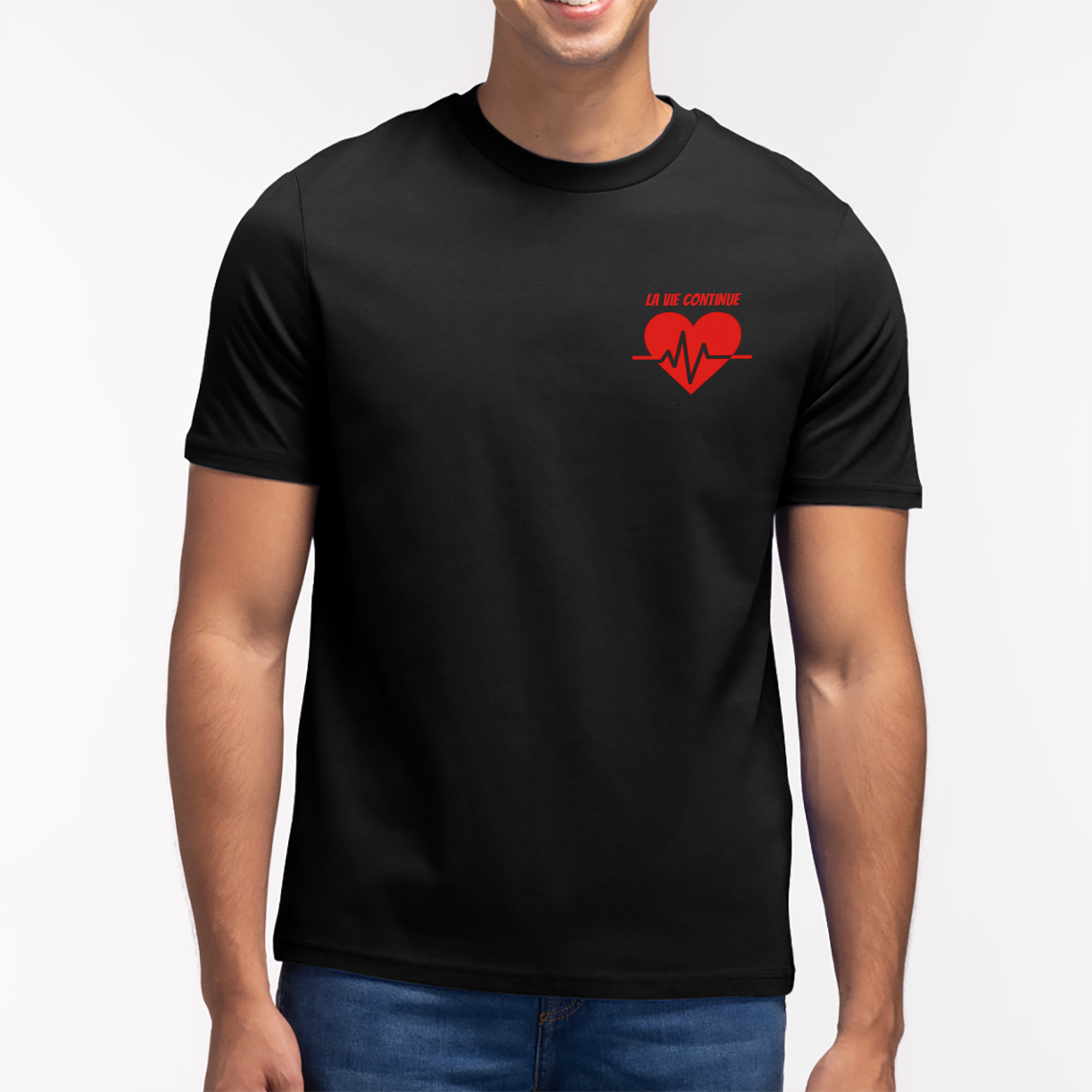 ❤️ T-shirt unisexe col rond « La vie continue » (Précommande)