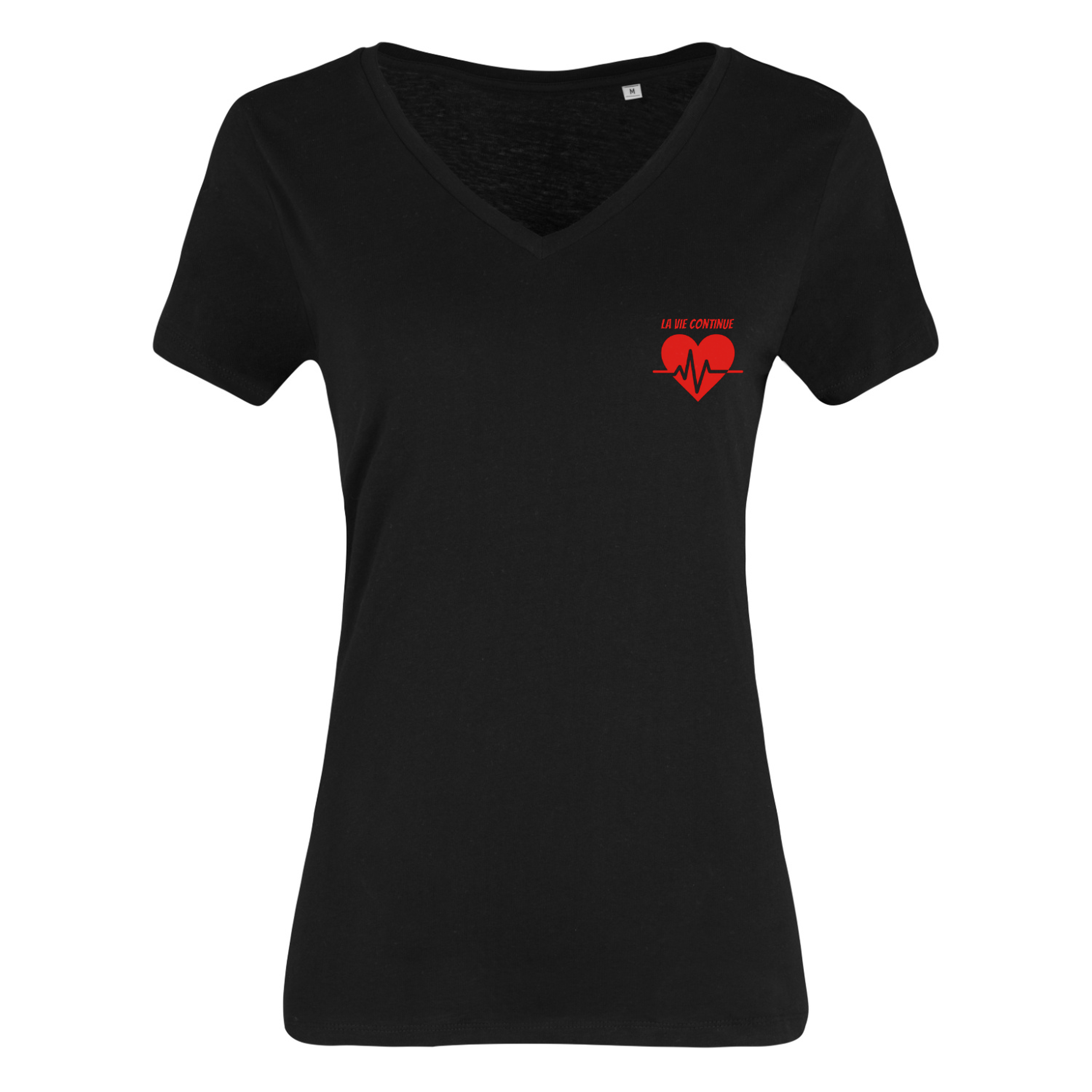 ❤️ T-shirt femme col V « La vie continue » (Précommande)
