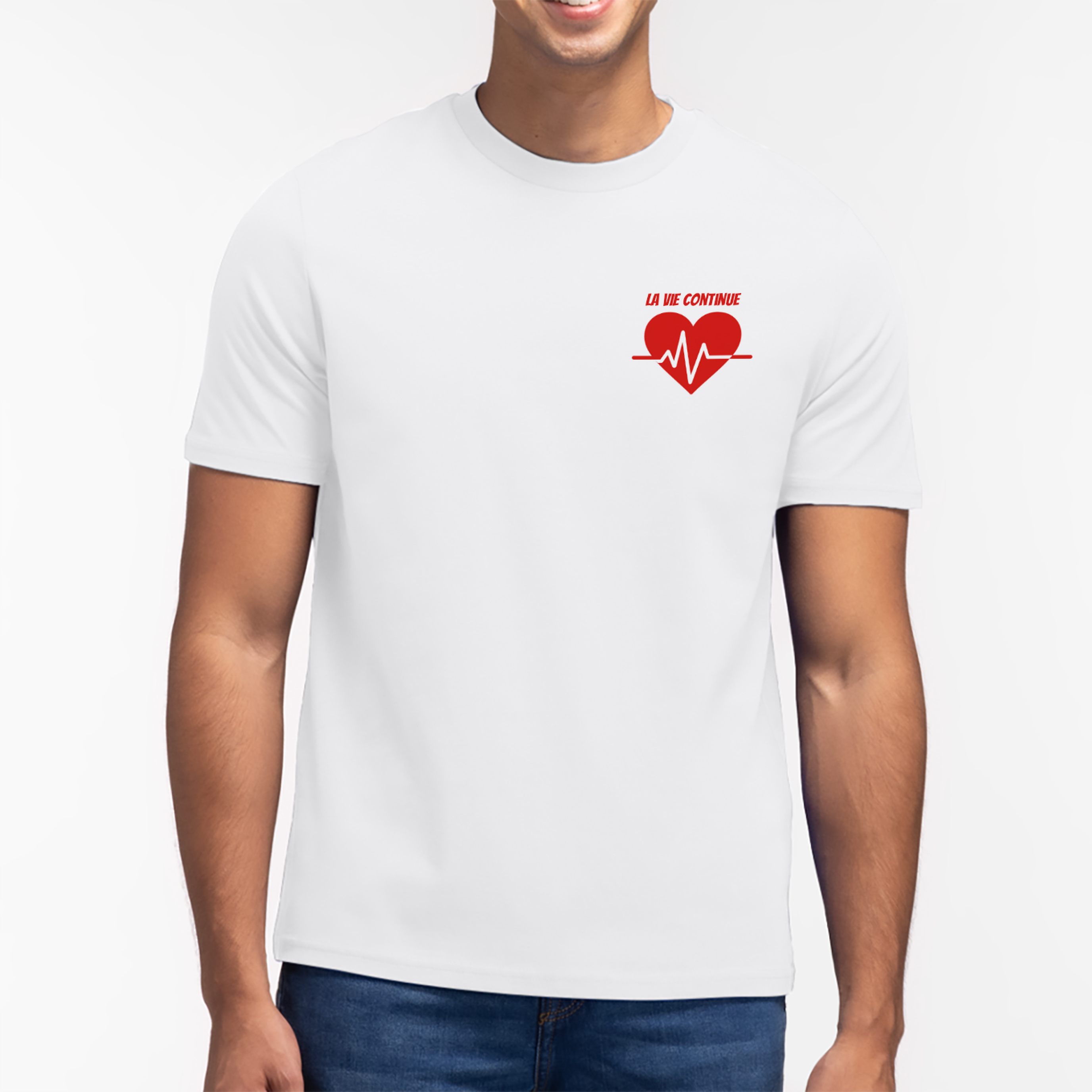 ❤️ T-shirt unisexe col rond « La vie continue » (Précommande)